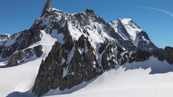 Snowshoeing on the glacier of Mont Blanc