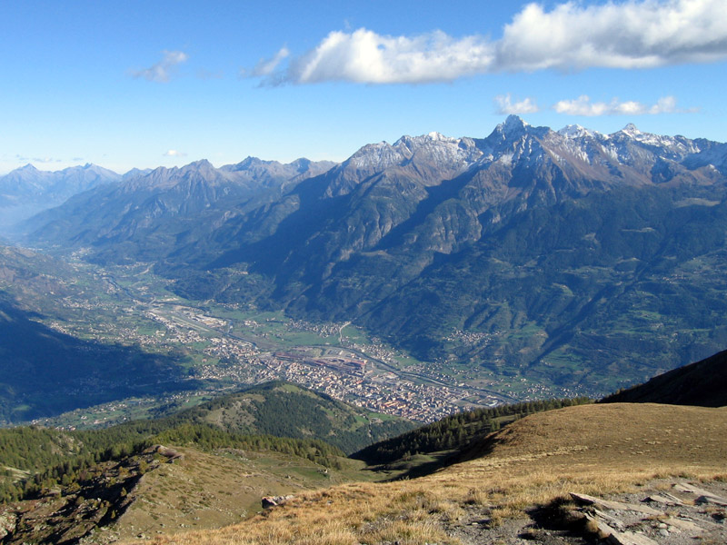 View of Aosta from Punta Chaligne