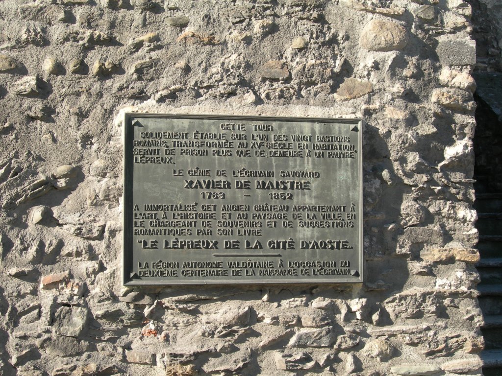 Plaque dédiée à Xavier De Maistre