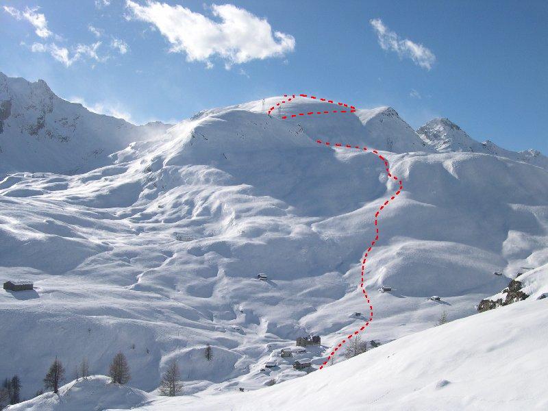 Tracciato scialpinistico al Rascias