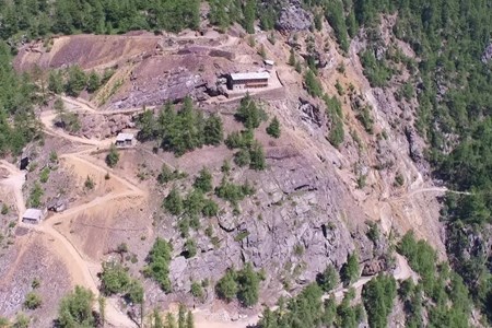 Vue aérienne de la mine