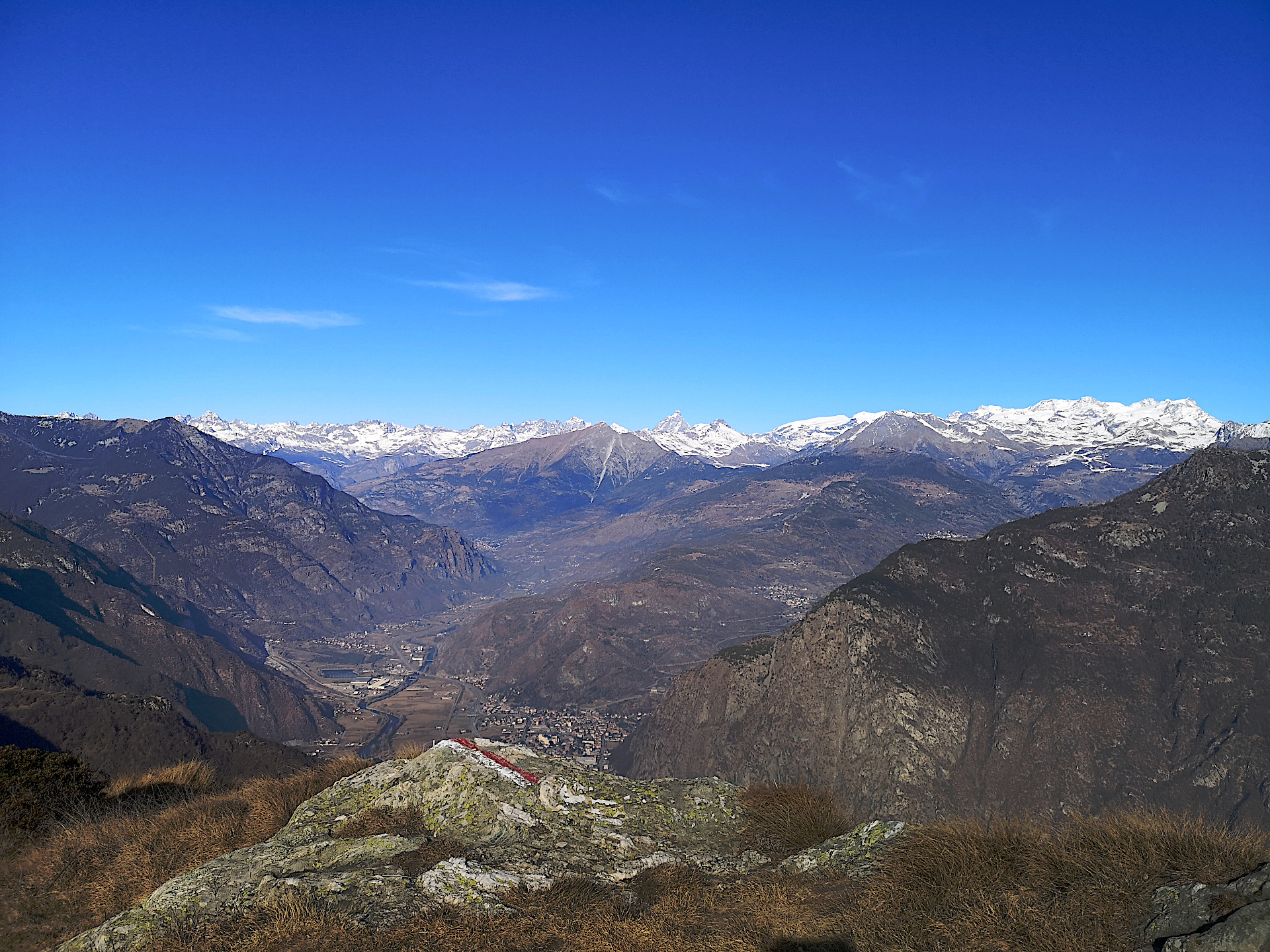 Panorama in late autumn on the Matterhorn, Monte Rosa and Central Valley