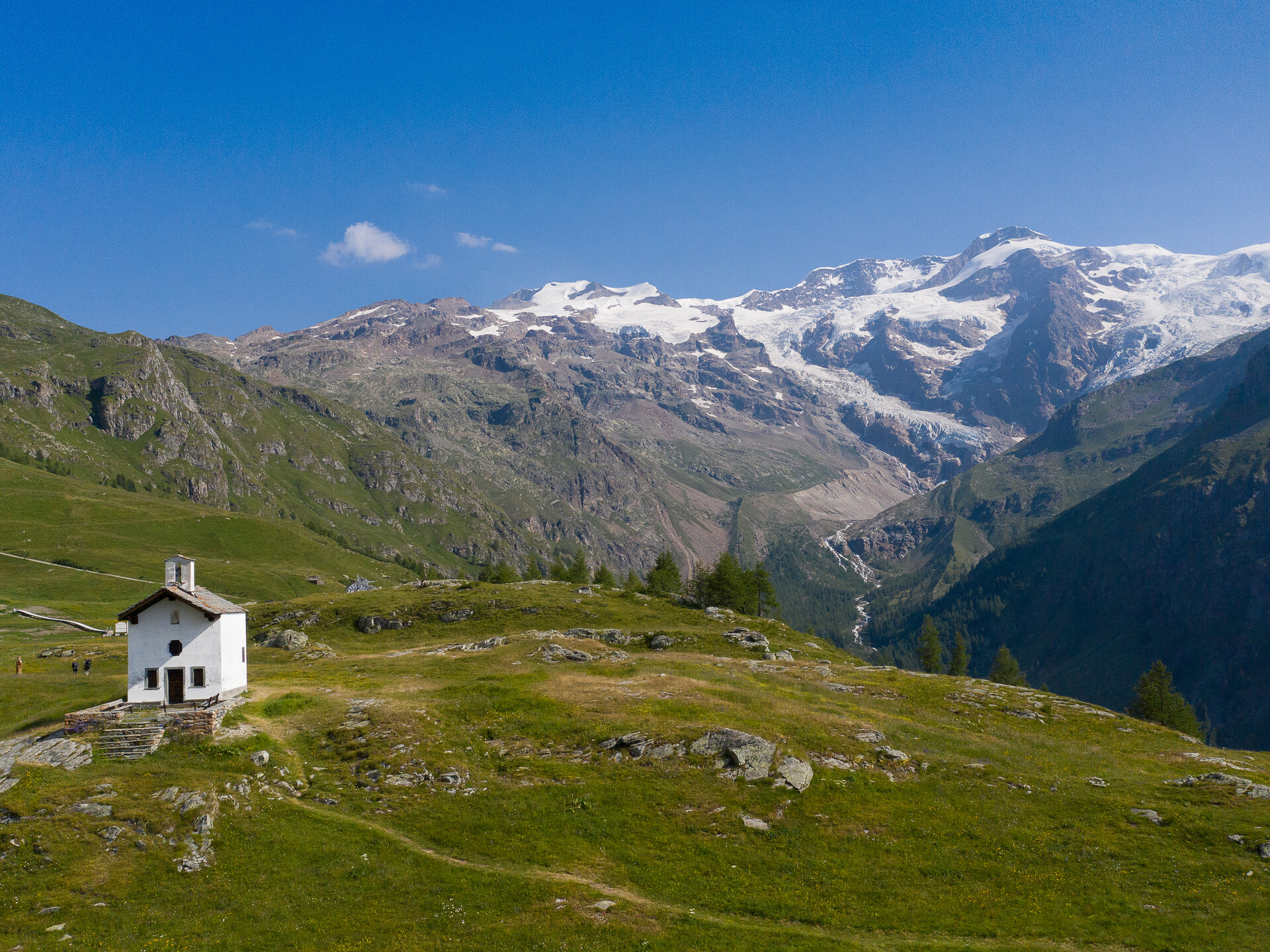 The Chapel of St Anne and the Monte Rosa massif